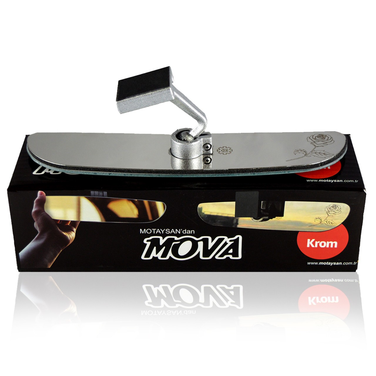 Mova Krom-6 Eğik Kollu Universal İç Dikiz Aynası 275x60 mm